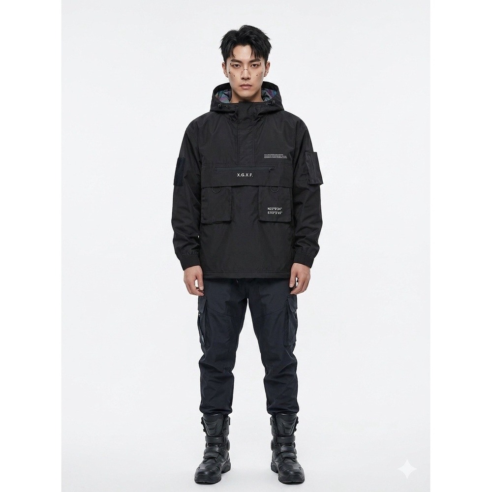 Niepce Combat Tactical Jacket Black Sz 2XL Streetwear Windbreaker Matte X.G.X.F.